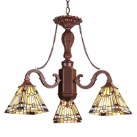 CHLOE Lighting KINSEY Tiffany-style Mission 3 Light Mini Chandelier 23" Wide