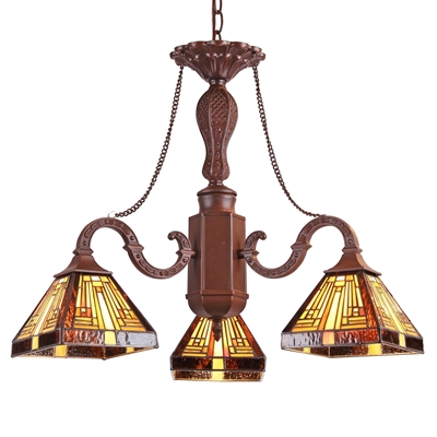 CHLOE Lighting INNES Tiffany-style Mission 3 Light Mini Chandelier 23" Wide