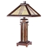 CHLOE Lighting EARLE Tiffany-style Mission 3 Light Double Lit Wooden Table Lamp