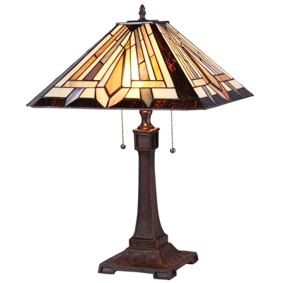 CHLOE Lighting DENTON Tiffany-style 2 Light Mission Table Lamp 