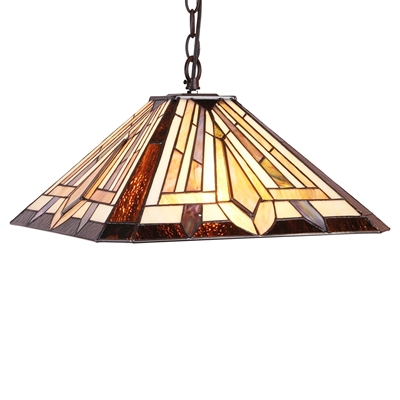 CHLOE Lighting DENTON Tiffany-style 2 Light Mission Hanging Pendant Fixture